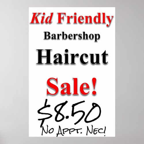 Kid Friendly  Haircut Sale Beauty Salon Poster