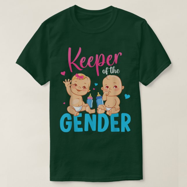 Kid Gender Reveal Party Keeper Of The Gender Mom D T-Shirt (Design Front)