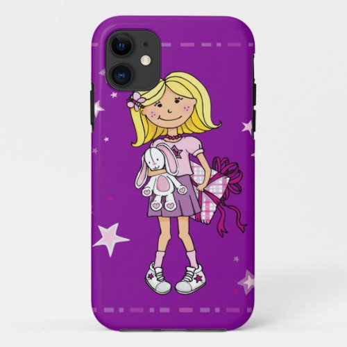Kid girl cuddles pink purple iphone case