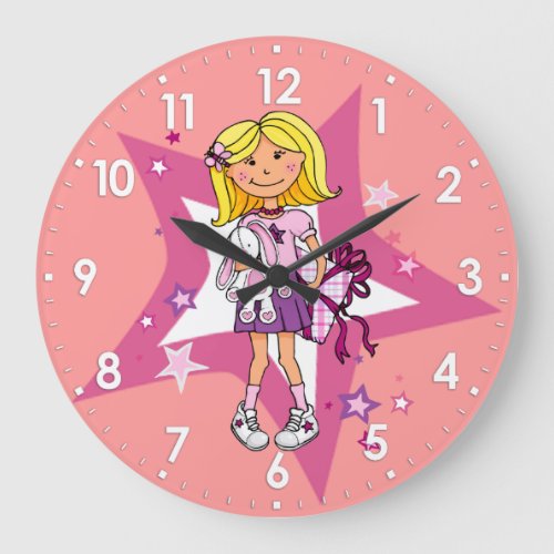 kid girls gift cuddles pink room wall clock