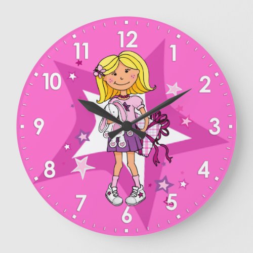 kid girls gift cuddles pink room wall clock