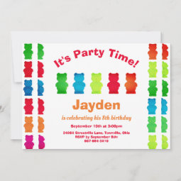 Kid Gummy Bear Candy Birthday Invitation | Zazzle