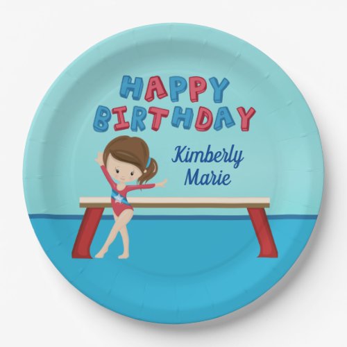Kid Gymnastics Cute Custom Birthday Girl Party Paper Plates