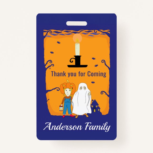Kid Halloween Birthday Thank you Badge (Front)