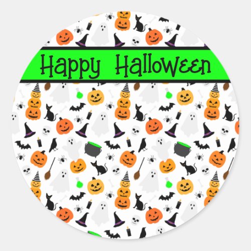 Kid Halloween Ghost Pumpkin Black Cat Personalize  Classic Round Sticker