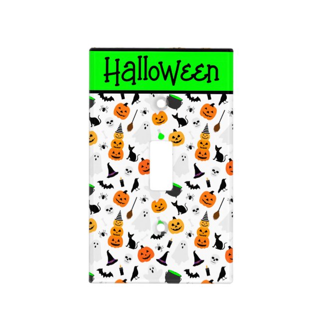 Kid Halloween Ghost Pumpkin Black Cat Personalize  Light Switch Cover (Front)