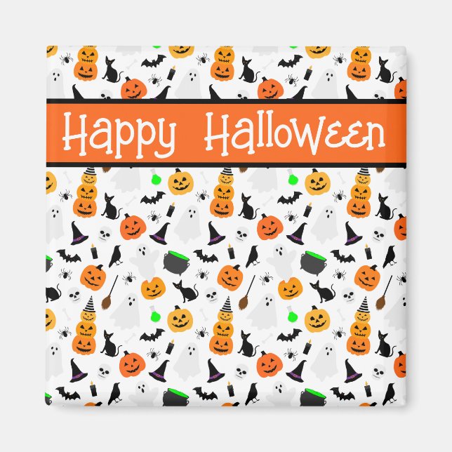 Kid Halloween Ghost Pumpkin Black Cat Personalize  Magnet (Front)
