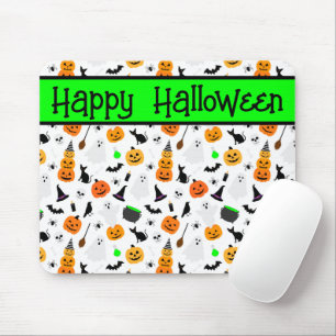 Kid Halloween Ghost Pumpkin Black Cat Personalize Mouse Pad