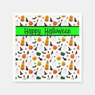 Kid Halloween Ghost Pumpkin Black Cat Personalize Napkins