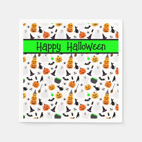 Kid Halloween Ghost Pumpkin Black Cat Personalize  Napkins