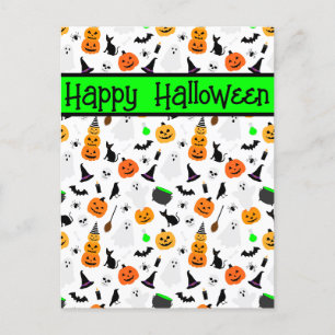 Kid Halloween Ghost Pumpkin Black Cat Personalize Postcard