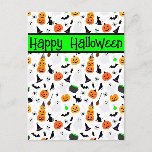 Kid Halloween Ghost Pumpkin Black Cat Personalize  Postcard