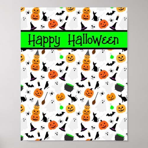 Kid Halloween Ghost Pumpkin Black Cat Personalize  Poster