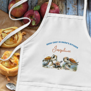Kid Head Chef Sea Turtles Personalized Kids' Apron