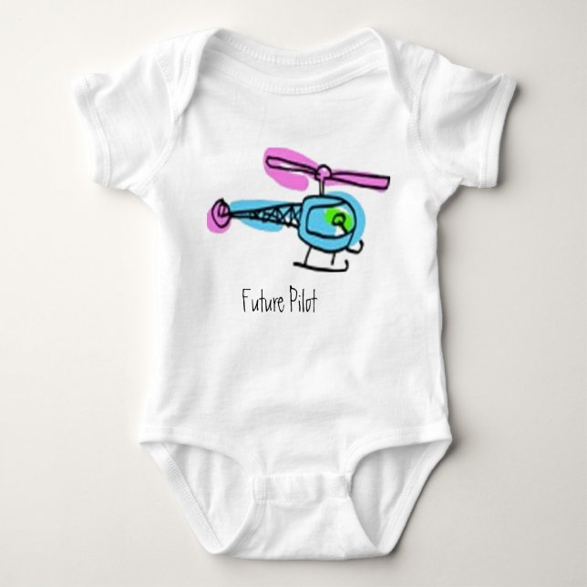 kid helicopter, Future Pilot Baby Bodysuit (Front)