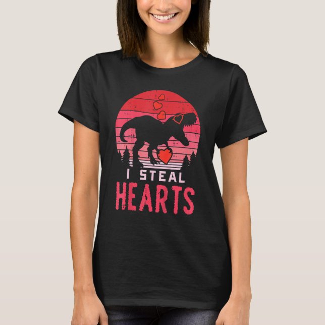 Kid I Steal Hearts Dino Trex Toddler Baby Boy Vale T-Shirt (Front)
