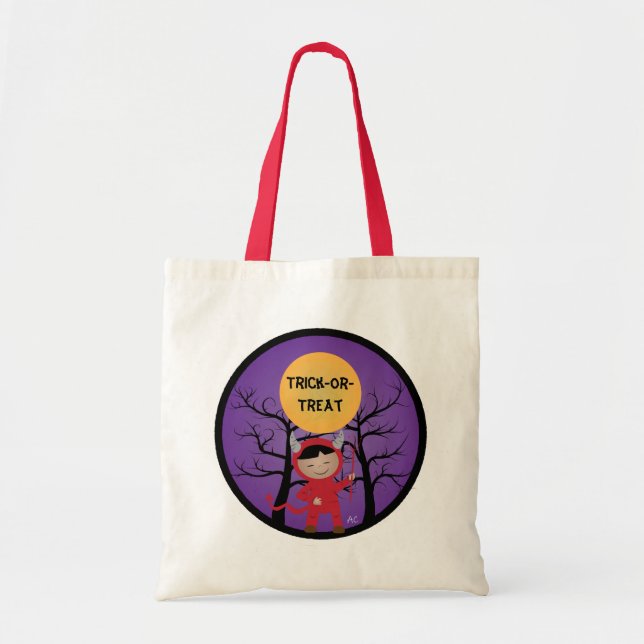 Kid in Devil Costume Trick-or-Treat Bag (Front)