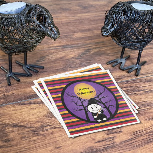 Kid in Grim Costume Halloween Paper Napkins