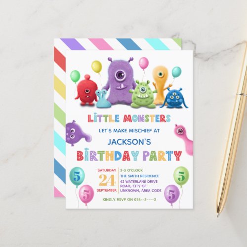 Kid Little Monster Birthday Party Invitation