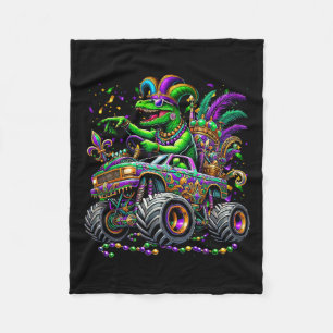 Kid Mardi Gras Grawr Dinosaur Trex Monster Truck T Fleece Blanket