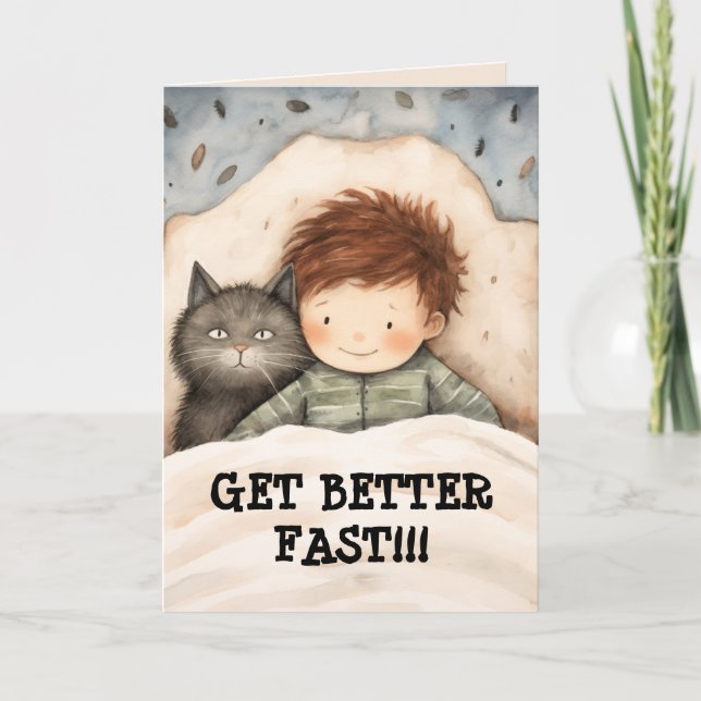 KID n CAT GET WELL CARD (Front)