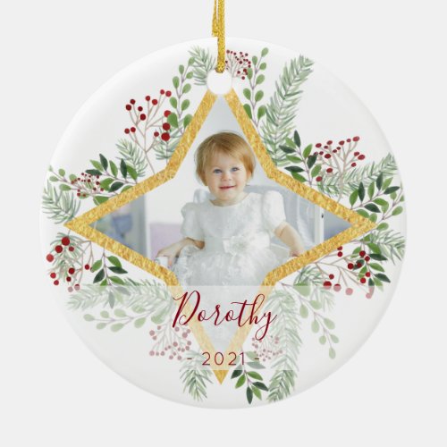 Kid Name and Photo Christmas Ornament