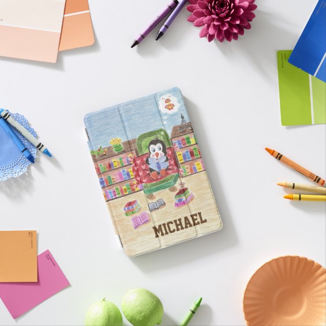 Kid personalized  penguin iPad smart cover (In Situ)