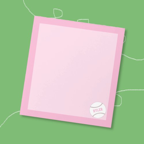 Kid Personalized Softball Pink Notepad