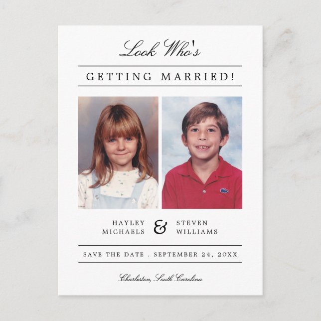 Kid Photo Save the Date | White Postcard (Front)