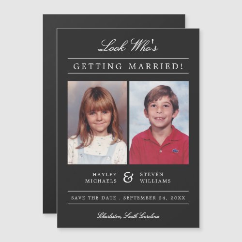 Kid Photos Old School Classic Styled  Black Magnetic Invitation