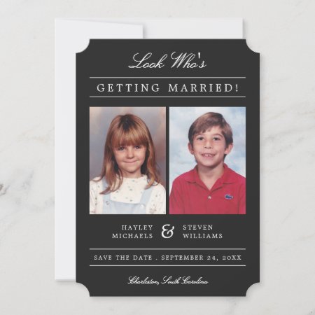Kid Photos Old School Classic Styled | Black Save The Date