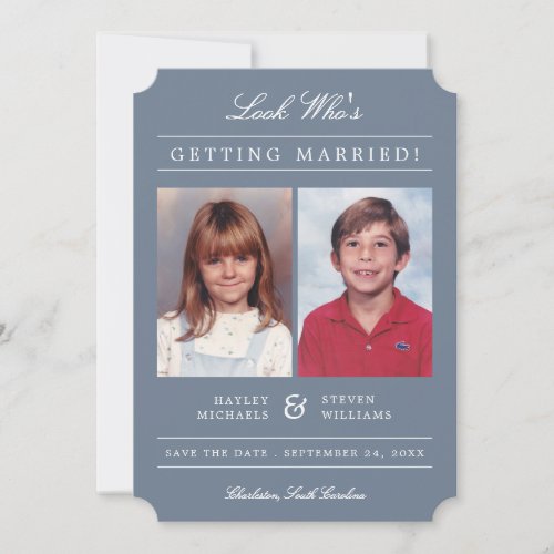 Kid Photos Old School Classic Styled  Dusty Save The Date
