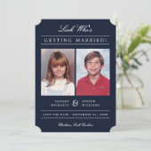Kid Photos Old School Classic Styled | Navy Save The Date (Standing Front)