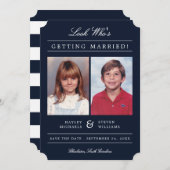 Kid Photos Old School Classic Styled | Navy Save The Date (Front/Back)