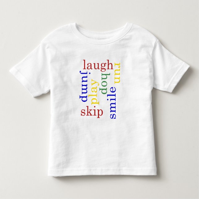 Kid Play, laugh, run, jump Typography t-shirt (Front)
