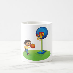 Kid Playing Basketball with Hoop Fun Sports Coffee Mug