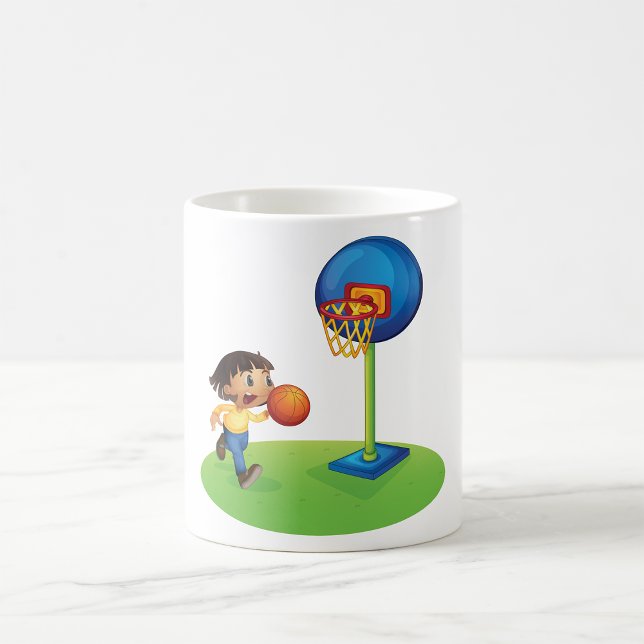 Kid Playing Basketball with Hoop Fun Sports Coffee Mug (Creator Uploaded)