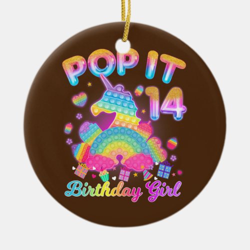 Kid Pop It 14th Birthday Girl 14 yearold birthday Ceramic Ornament