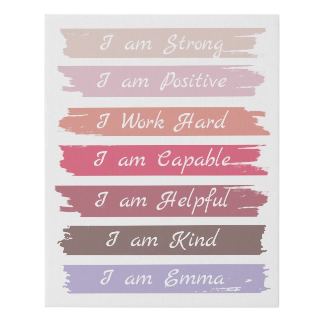 Kid Positive Encouraging Affirmation Canvas (Front)