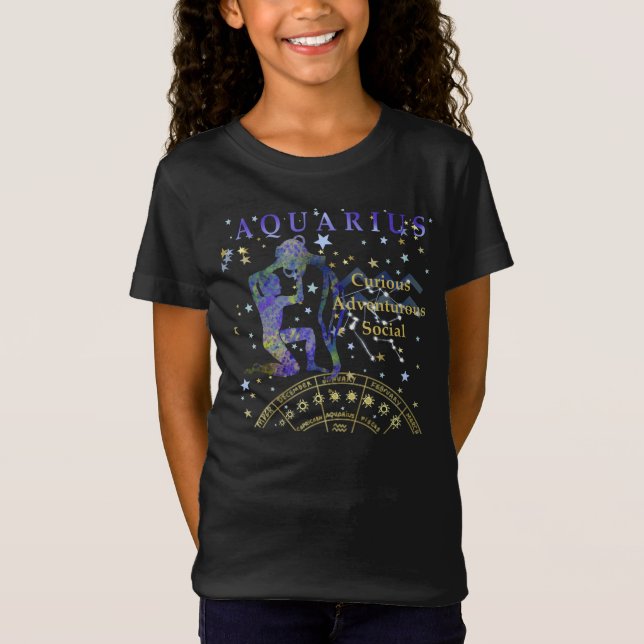 Kid Retro Aquarius  Zodiac Traits T-Shirt (Front)