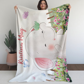Kid’s Blanket Elephant with Birds Blush Floral