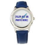 Kid’s Custom Stainless Steel Blue Band Watch at Zazzle