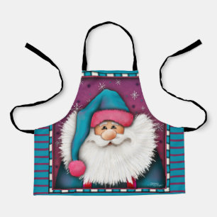 Kid’s Cute Santa Customized Name Blue Pink Apron