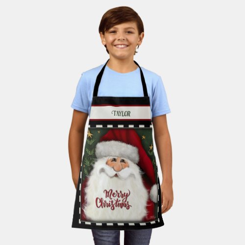Kidâs Cute Santa Personalized Merry Christmas Apron