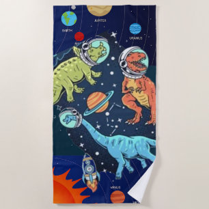 Kid’s Dinosaur Outer-Space Beach Towel