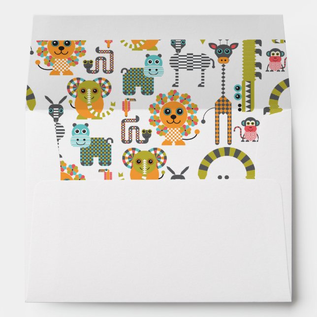 Kid’s Modern Jungle Safari Animals Envelopes (Back (Bottom))