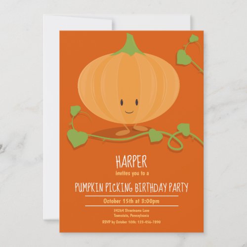 Kids Pumpkin Picking Birthday Party Invitation