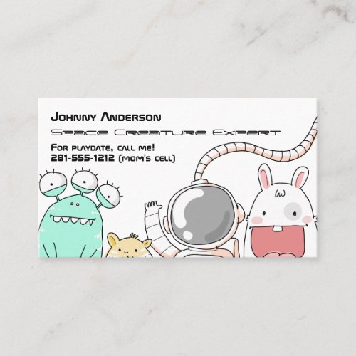 Kid Space Creature Expert Business Card For Boy