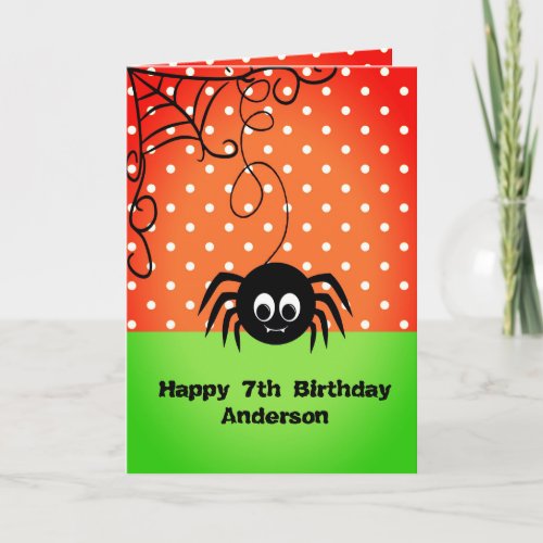 Kid Spooky Spider Birthday Halloween Card