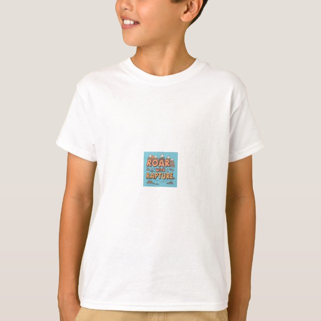 Kid T-shirt with design of "Roar with Rapture". (Front)